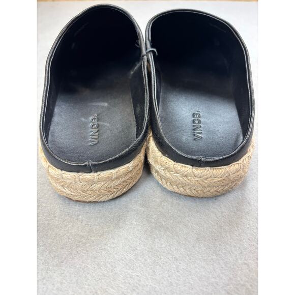 Vince Ulla black leather mule slip-on espadrille platform clog 9.5 transitional - Picture 10 of 10